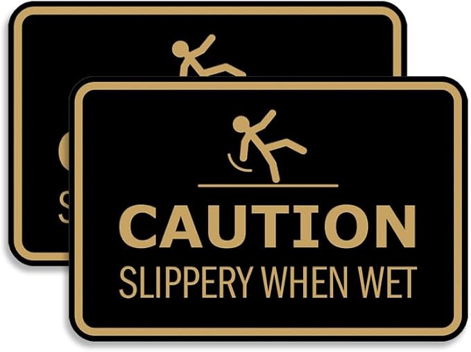 Signs ByLITA Classic Framed Caution: Slippery When Wet Door or Wall Sign Easy by SignsByLITA