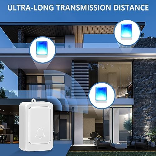 Loud Flash Doorbell with 7 Colors of Bright Light and 4 Volumes