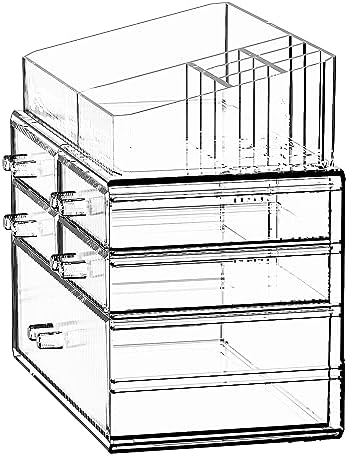 ZHIAI Stackable Organizer, Acrylic Cosmetic Organizer for Dresser