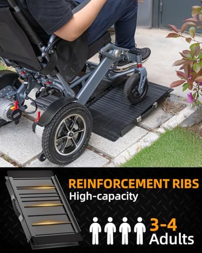 VNN Portable Wheelchair Ramp 2FT, Black Seamless Non-Slip Aluminum
