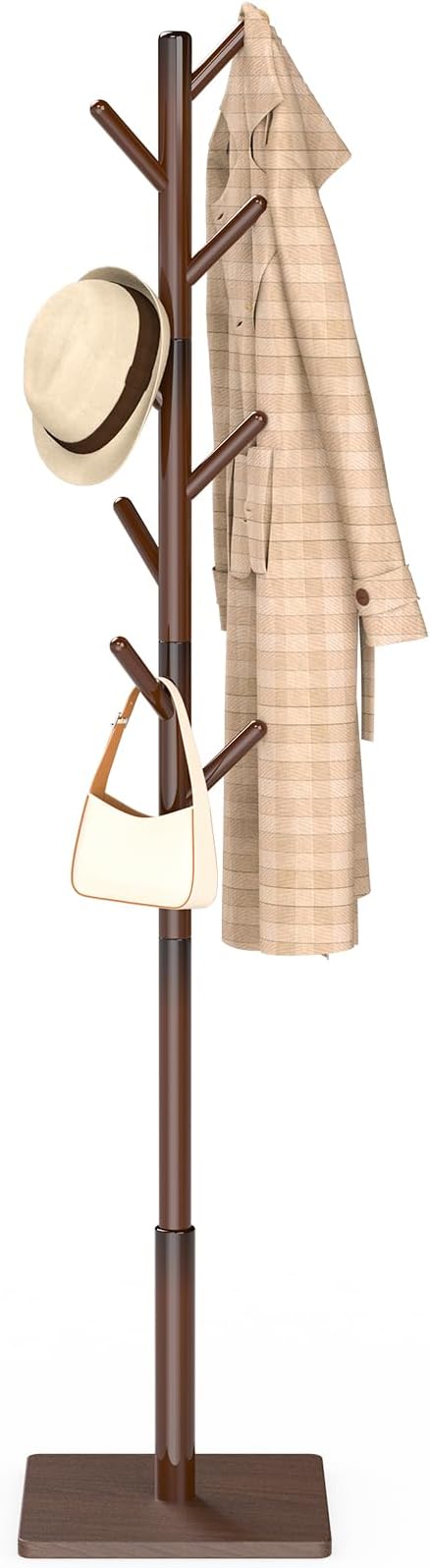 Coat Rack Freestanding with Stable Square Base, Entryway Furniture with 3 by YheenLf