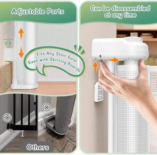 Retractable Baby Gates Extra Wide 150" × 34" Tall for Large Opening