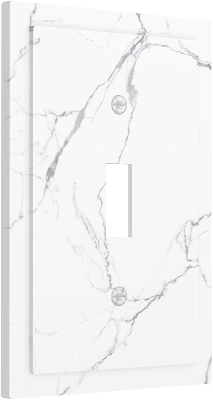 Luxurious White Marble Abstract Print Decorative Light Switch Cover 1 Gang - Image 2
