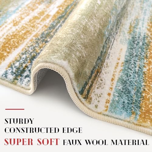 Lansny Modern Abstract 9x12 Large Machine Washable Living Room Rug