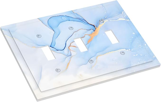 Modern Art Blue Gold Marble Abstract Luxury Print Decorative Switch Plates 3 - Image 3