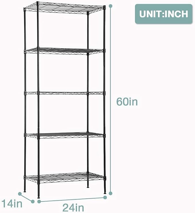 FDW 14Dx24Wx60H Wire Rack 5 Shelf Storage Unit Wire Shelving Unit Metal Shelf - Image 3
