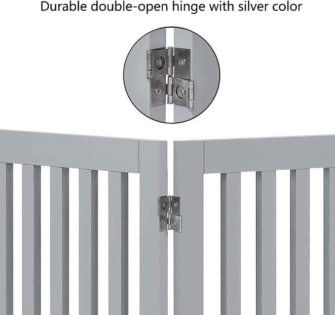 Unipaws Indoor 3 Panels Classic Freestanding Wooden Foldable Pet Gate - Image 7