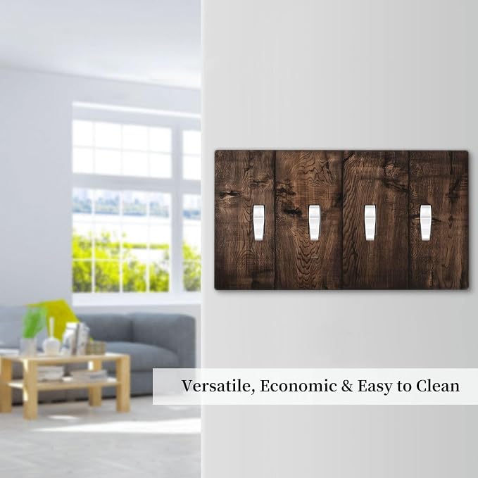 Rustic Brown Wood Plank Vintage Wooden Texture Print Light Switch Covers Quad - Image 7