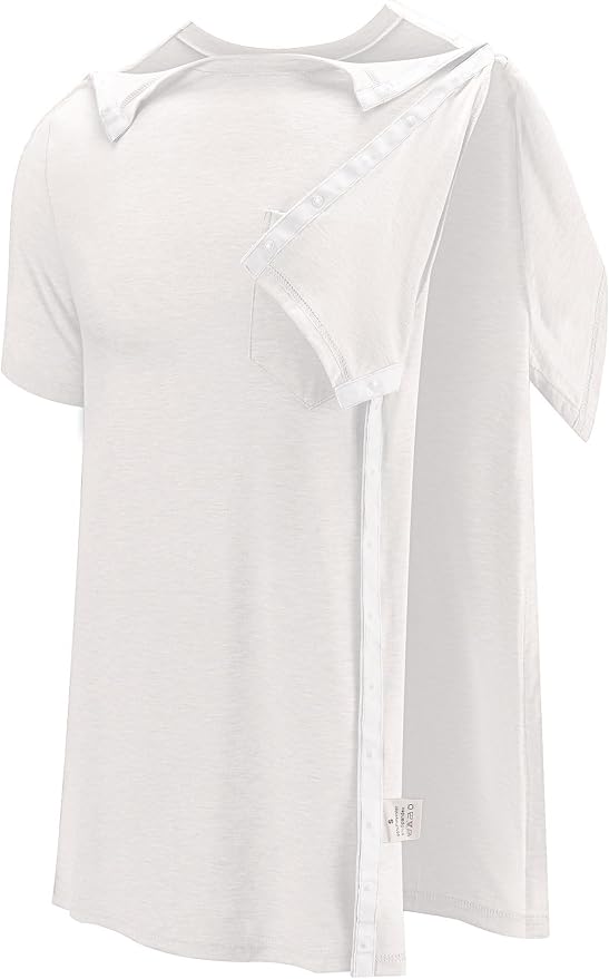 Poriff Men's Post Shoulder Surgery Recovery Shirts Full Tear Away Short Sleeve - Image 2