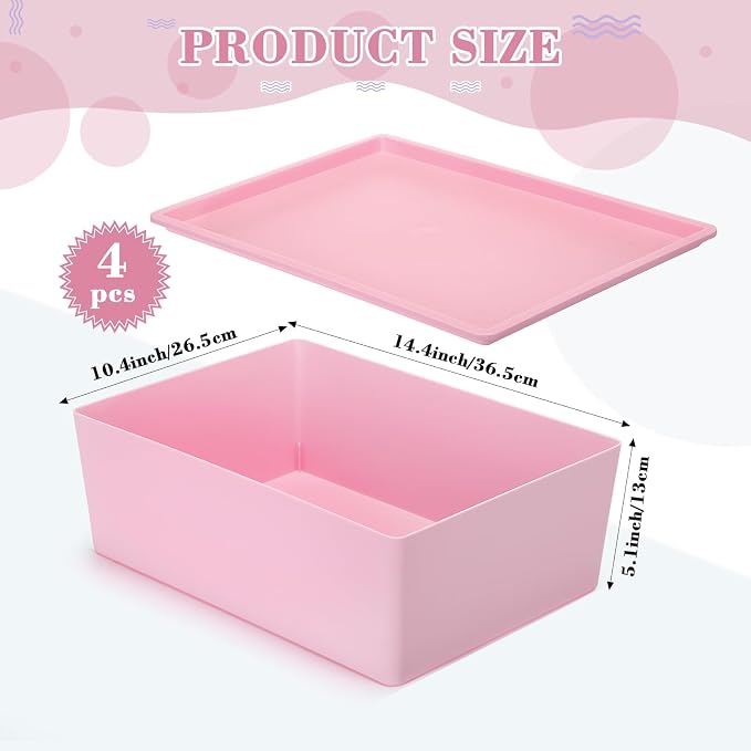 Menkxi 4 Pcs Storage Bins with Lids Plastic Stackable Containers - Image 2