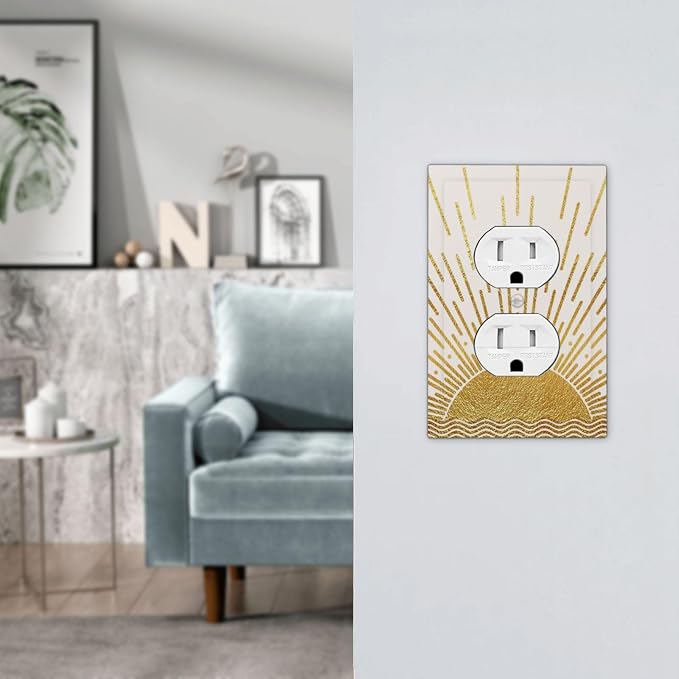 Mid Century Boho Golden Sun Sunrise Sunset Outlet Covers 1 Gang Duplex Light - Image 7
