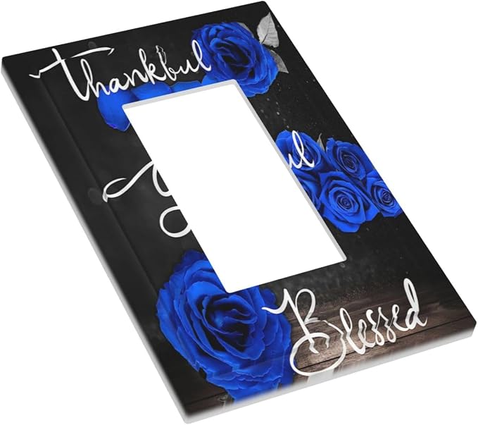 Outlet Covers Blue Rose Thankful Grateful Blessed 1 Gang Wall Plate Single - Image 3