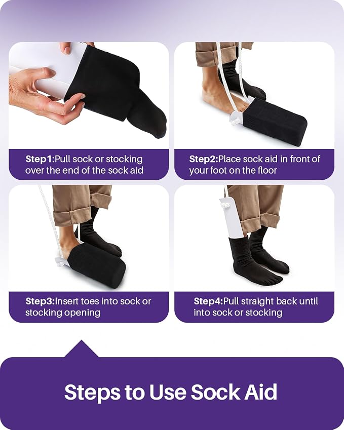KEKOY 4.6INCH Sock Aid for Putting on Socks, Wide Sock Assistant Device No - Image 5