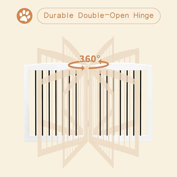 Freestanding Pet Gate for Dogs, Foldable Wooden Dog Gate for House, Extra Wide - Image 6