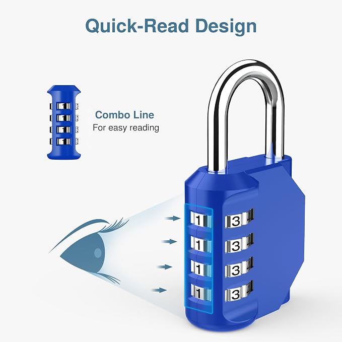 Puroma 1 Pack Combination Lock for Locker 4 Digit Outdoor Waterproof Padlock - Image 3