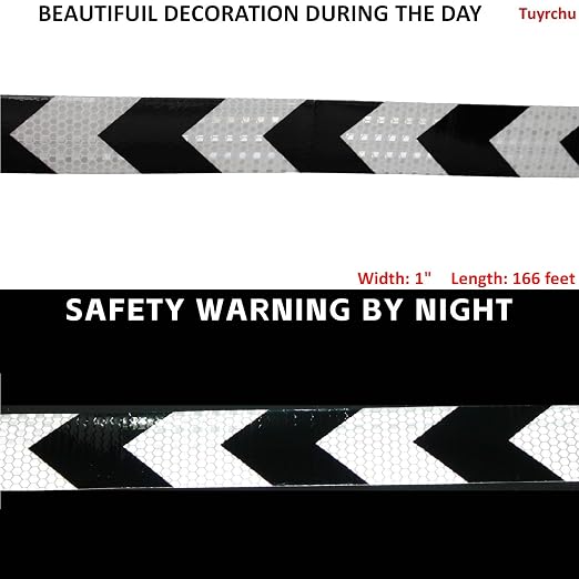 Black White Reflective Tape Outdoor Waterproof 1 inch X 166 feet, High - Image 3