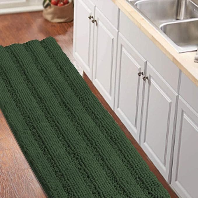 Turquoize Non Slip Shaggy Chenille Microfibers Bathroom Rug Bronze Green by Turquoize