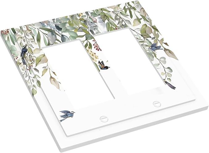 Green Leaf Eucalyptus Leaves Floral Bird Butterfly Decorative Outlet Covers 2 - Image 3