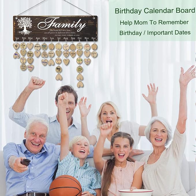 Birthday Gifts for Grandma, Family Birthday Tracker Reminder Calendar Board - Image 2