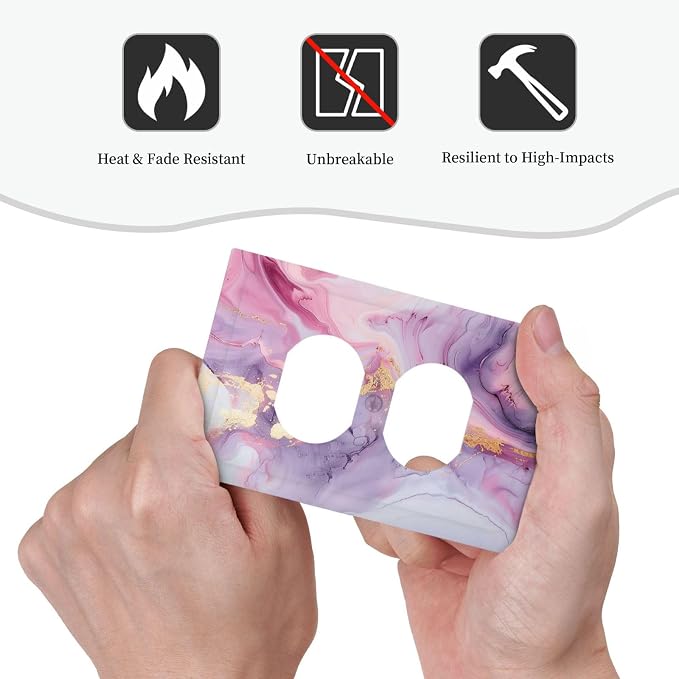 Outlet Covers Pink Marble Abstract Purple Gold Texture 1 Gang Duplex Wall Plate - Image 6