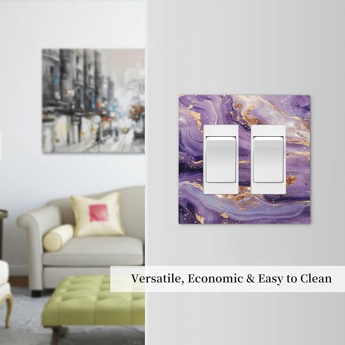 Luxury Marble Texture Purple And Gold Abstract Print Decorative Outlet Covers 2 - Image 7