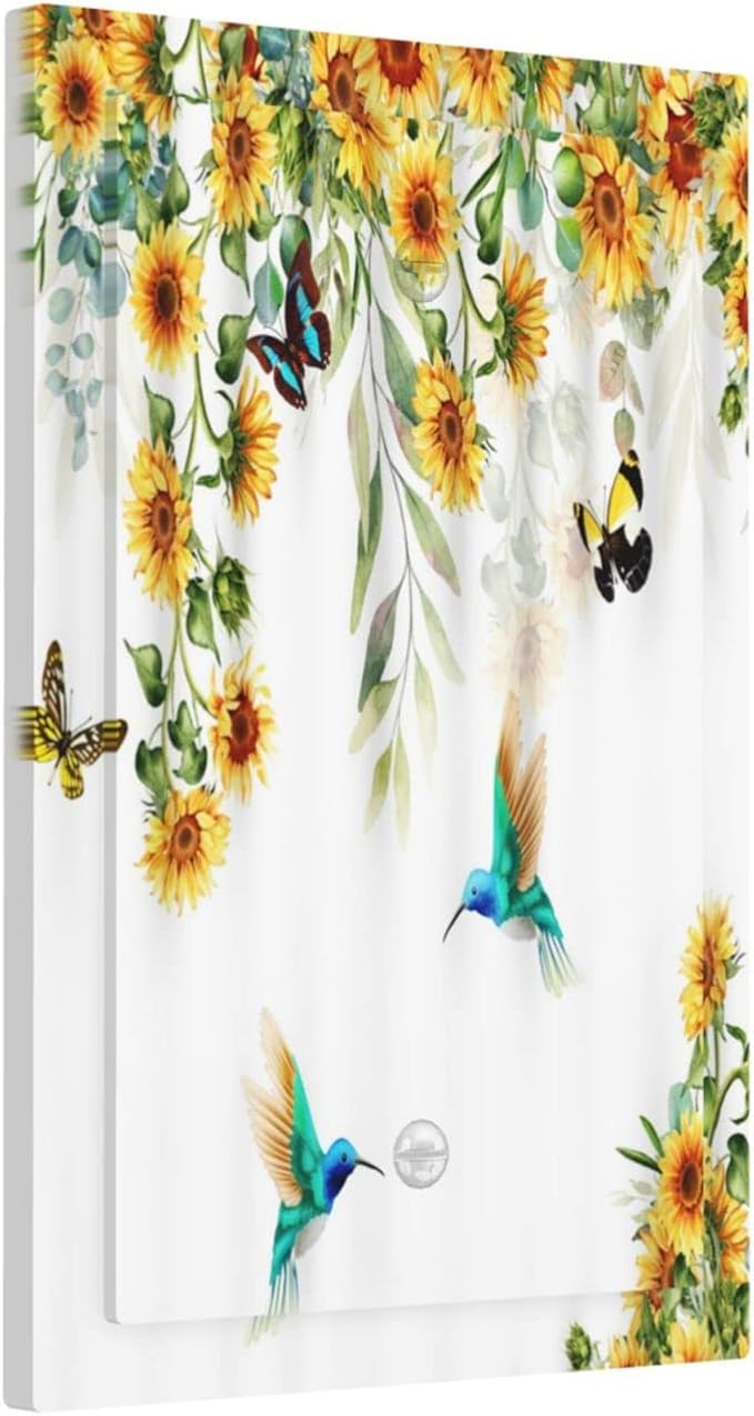 Yellow Sunflower Blue Hummingbird Butterfly 1 Gang No Device Light Switch Cover - Image 2