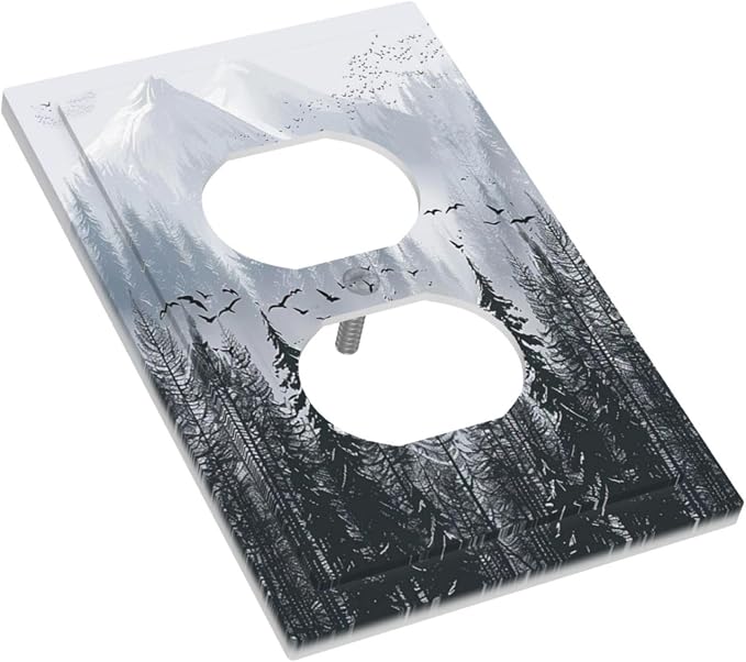 Misty Forest Nature Tree Mountain Birds Outlet Covers 1 Gang Duplex Light - Image 3