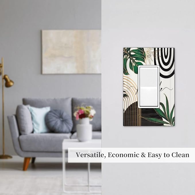 Boho Abstract Tropical Green Palm Leaf Mid Century Decorative Outlet Covers 1 - Image 7