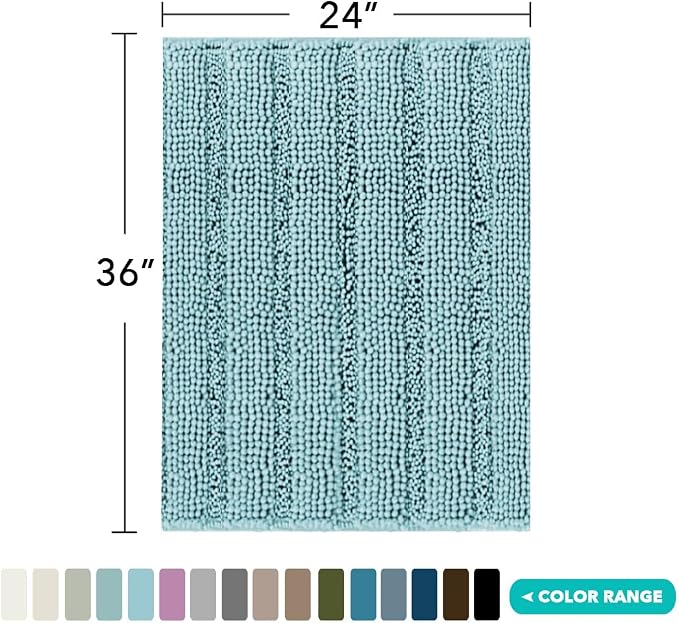 Turquoize Chenille Bath Rugs Shaggy Non Slip Bath Mat 24 x 36 Aqua Haze Extra - Image 2