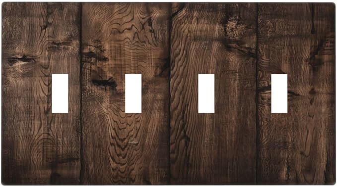 Rustic Brown Wood Plank Vintage Wooden Texture Print Light Switch Covers Quad by Unknown