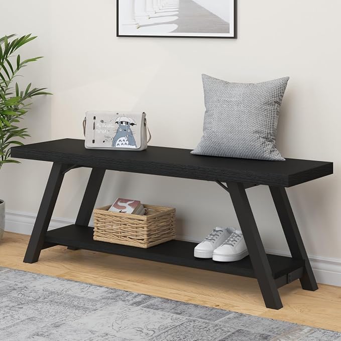 LVB Black Bench, Modern Storage Bench by LVB