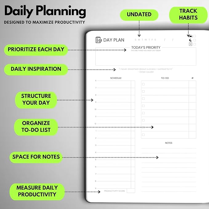 Undated Daily Planner – 3-Month A5 Productivity Organizer - Image 4