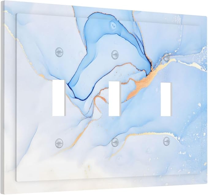 Modern Art Blue Gold Marble Abstract Luxury Print Decorative Switch Plates 3 - Image 2
