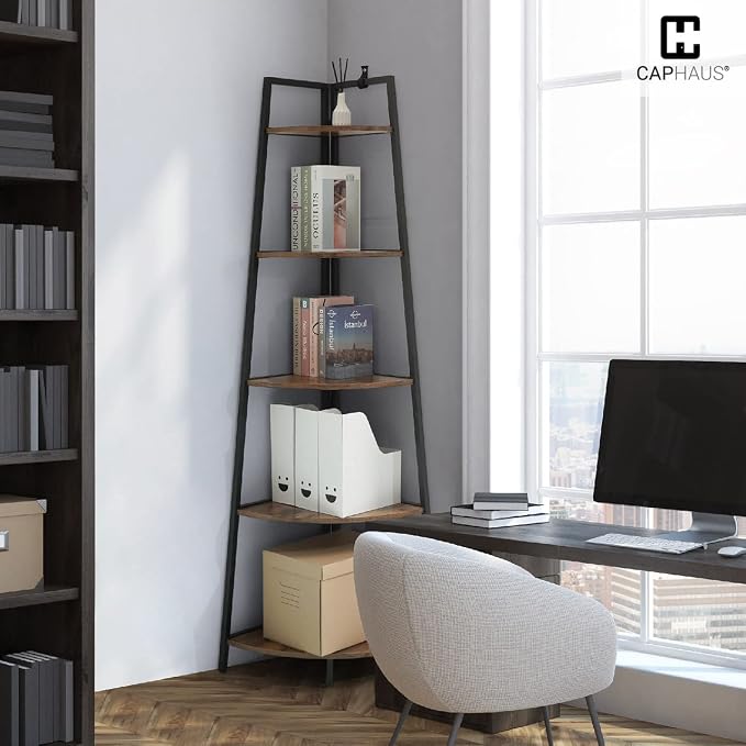 CAPHAUS Tall Corner Shelf Stand, 6-Tier Display Shelves, Ladder Corner Wood - Image 8
