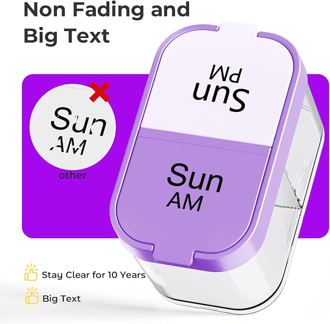 Odaro Extra Large Weekly Pill Organizer 2 Times A Day, Pill Box 7 Day Am Pm to - Image 4