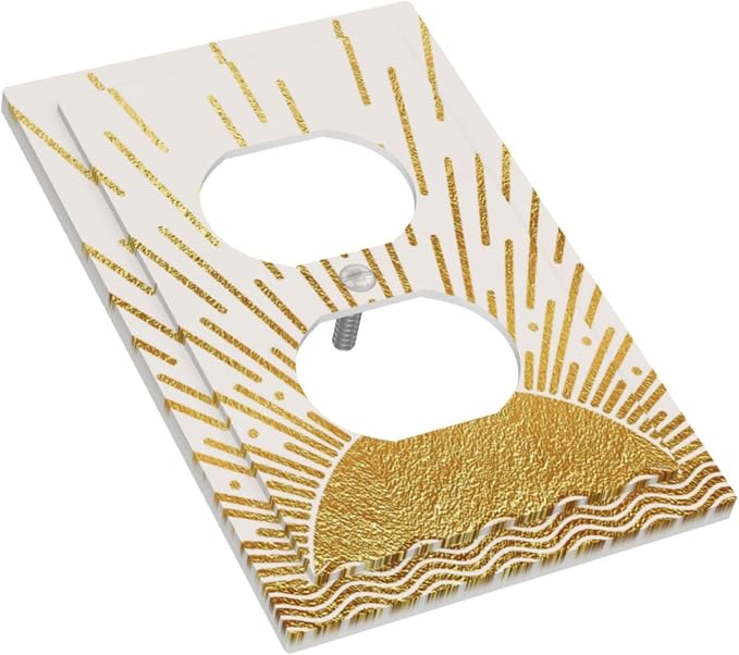 Mid Century Boho Golden Sun Sunrise Sunset Outlet Covers 1 Gang Duplex Light - Image 3
