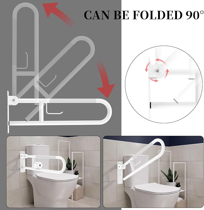 Toilet Grab Bar 30.3 Inch, YuanDe White Anti-Slip Support Rail, U Shaped - Image 5
