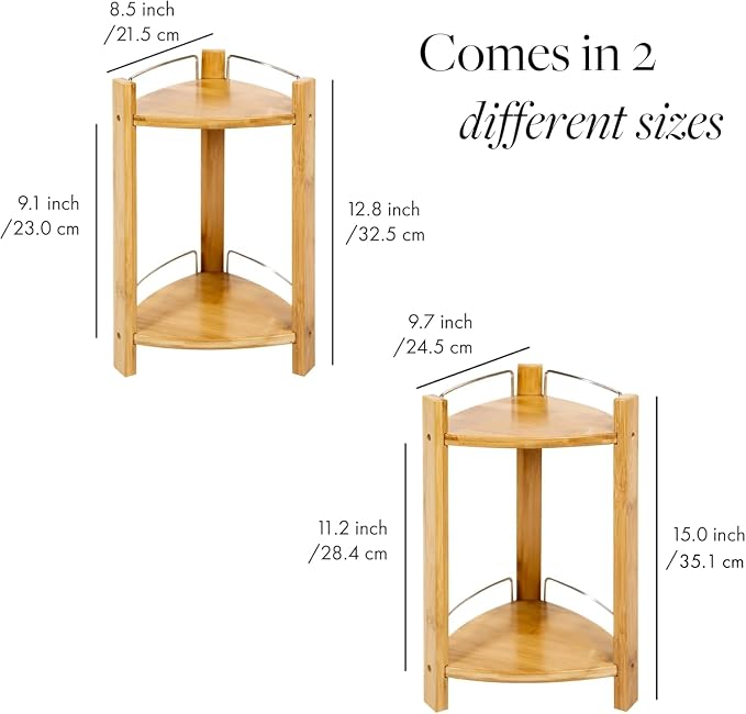 GOBAM Bamboo Shower Corner Caddy, Medium - Image 2