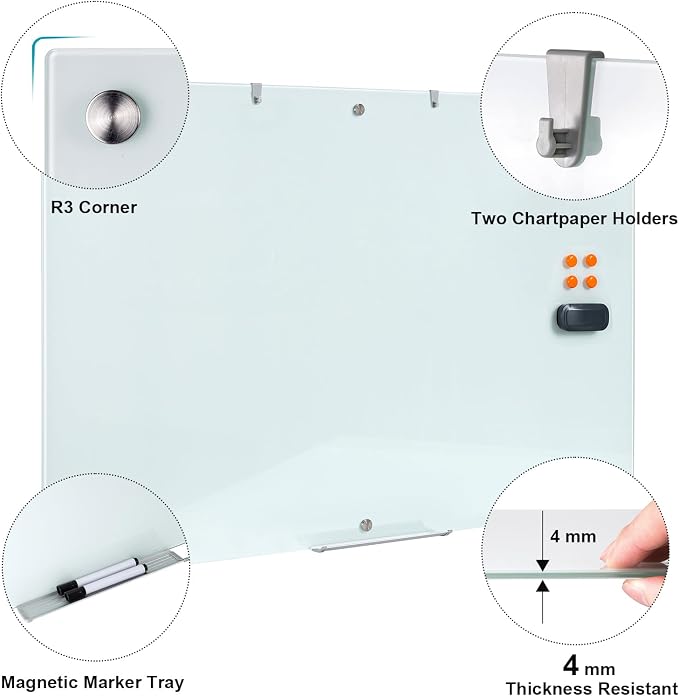Large Glass Dry Erase Board, 72 x 48 Inches Magnetic Glass Whiteboard - Image 2