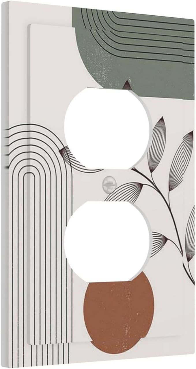 Outlet Covers Sage Green Boho Nature Art Minimalist Geometric Plant 1 Gang - Image 2