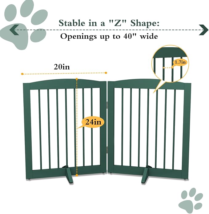 Freestanding Pet Gate for Dogs, Foldable Wooden Dog Gate for House, Step Over - Image 5