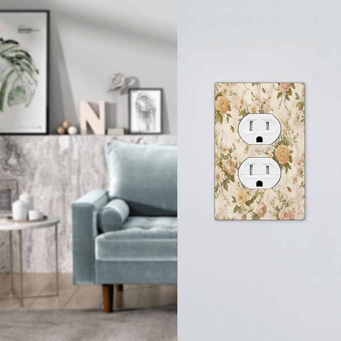 Outlet Covers Boho Vintage Roses Pink Red Yellow Bouquet Floral 1 Gang Duplex - Image 7
