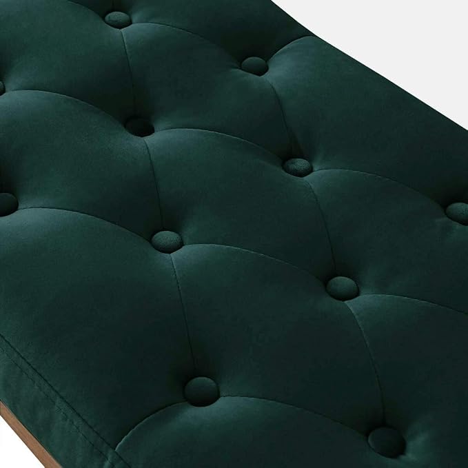 24KF Velvet Upholstered Buttons Tufted Entryway Bench - Image 8