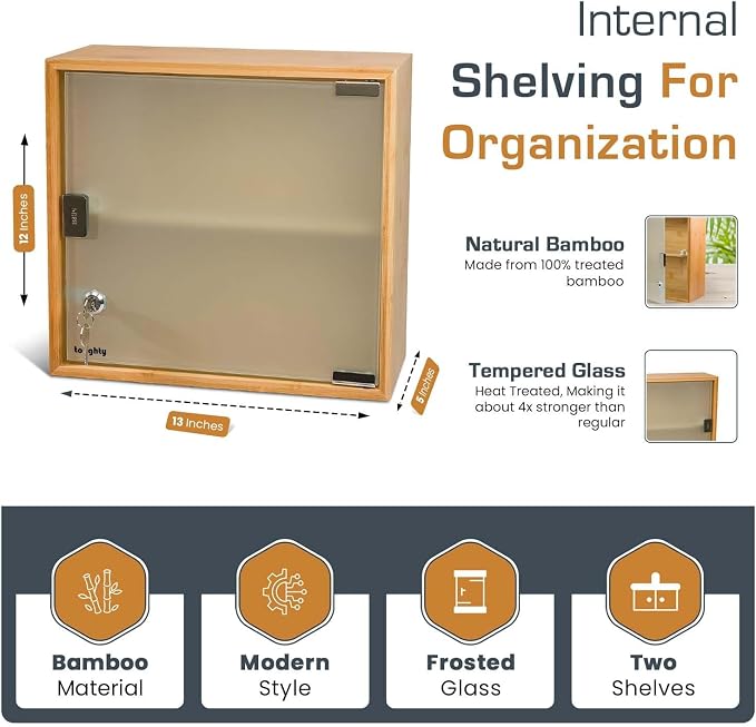 Toughty Bamboo Locking Medicine Cabinet - Image 2