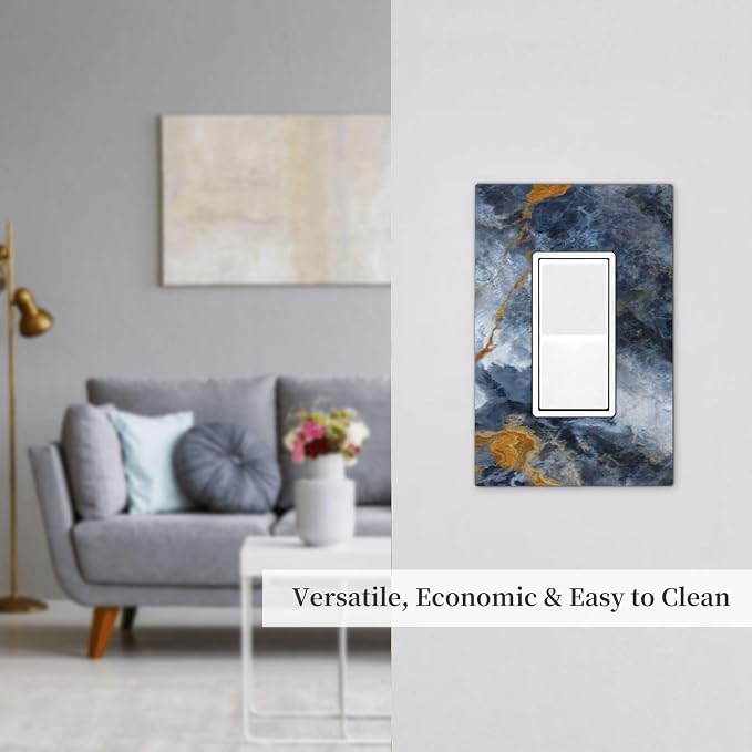 Decorative Outlet Covers Gold Dark Blue Gilt Haze Marble 1 Gang Rocker Light - Image 7