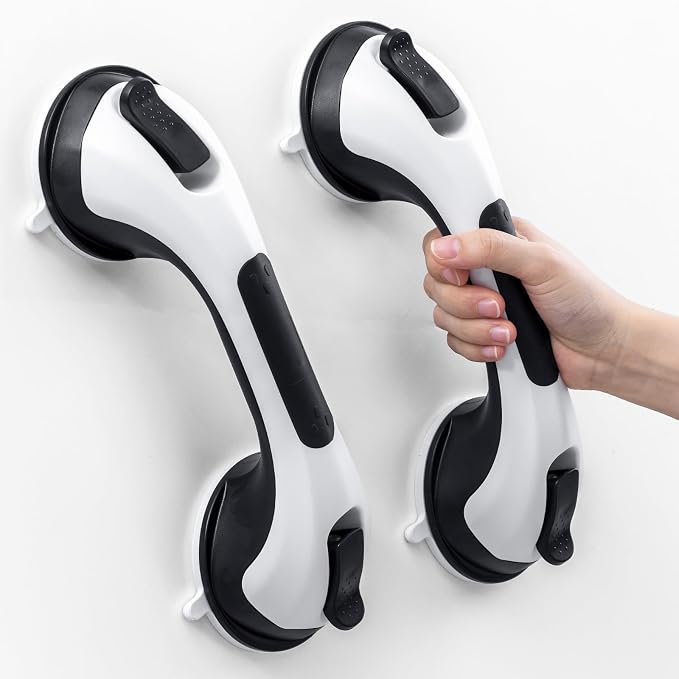 LEVERLOC Grab Bars for Bathtubs and Showers 2 Pack Suction Grab Bar, Heavy Duty by LEVERLOC