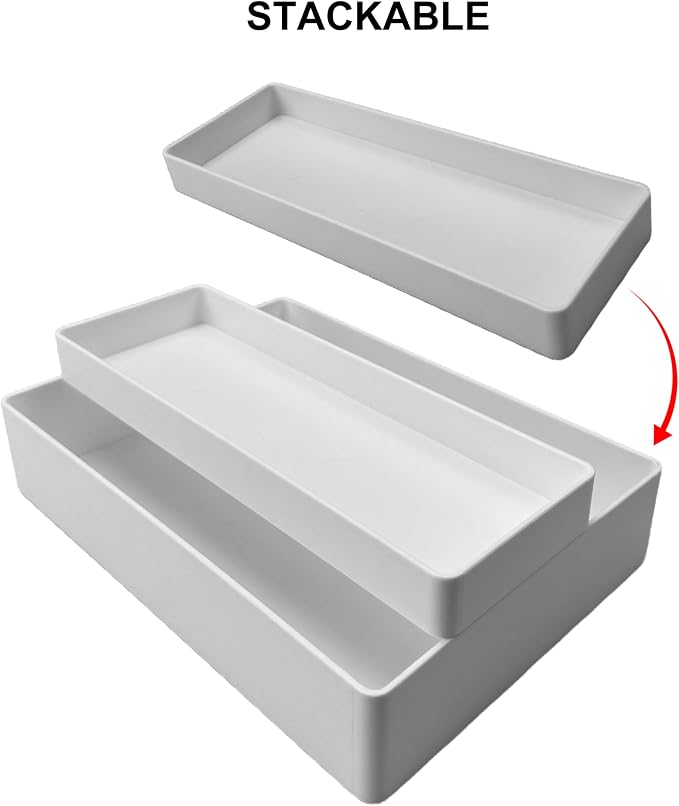 Amazon Basics Rectangular Plastic Desk Organizer, Half Accessory Tray, 9.4" x - Image 3