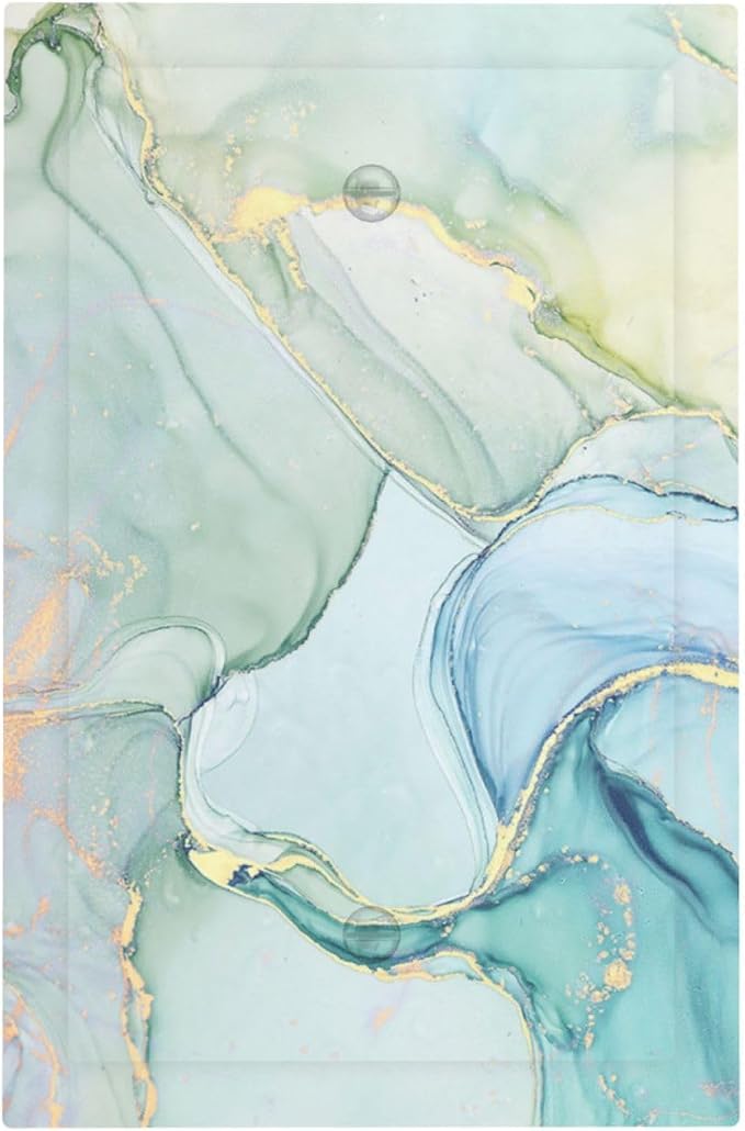 Light Switch Cover Plate Teal Gold Marbling Turquoise 1 Gang No Device Blank by Everyswitchisastoryswitch