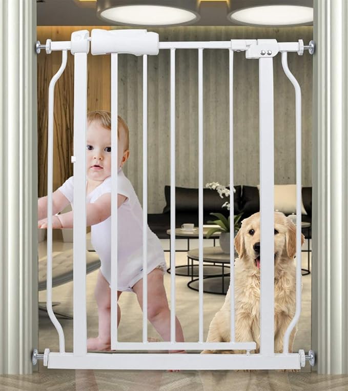 Small Narrow Baby Gate for Stairs Doorways Hallways 24 Inch to 29 Inch Wide by HOOOEN