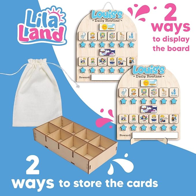 Wooden Chore Chart for Boys, Daily Routine Chart for Kids, Visual Schedule - Image 6